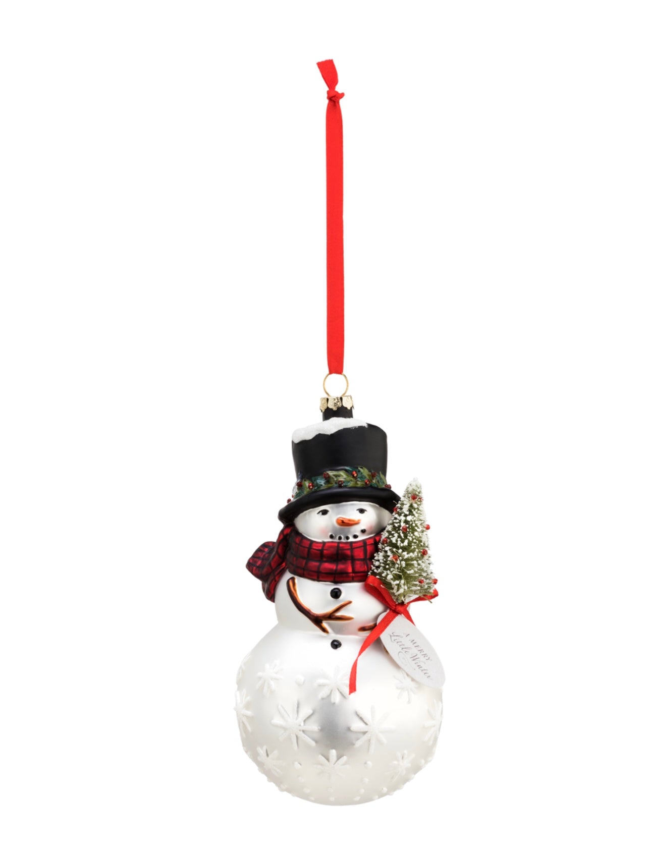 Merry Snowman Blown Glass Ornament