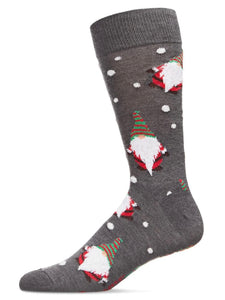 Men’s Gnome for the Holidays Crew Socks Dark Gray Heather