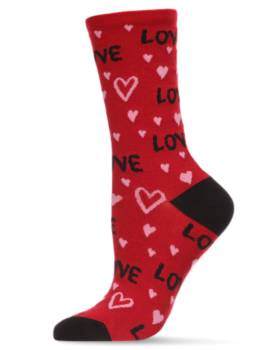 Women’s Love Bamboo Blend Crew Socks - Tango Red