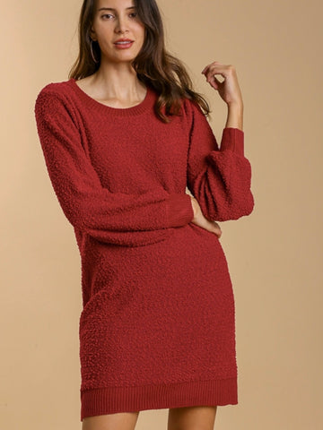 Phoebe Sweater Dress - Burnt Red