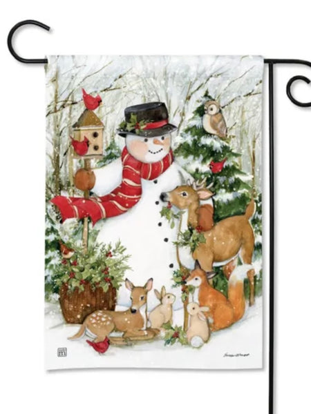 Woodland Snowman Garden Flag (Flag Stand Sold Separately)