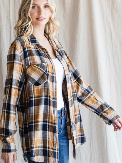 Brooke Plaid Top - Mustard