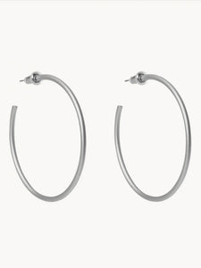 Fine Line Hoop Earrings - Silver
