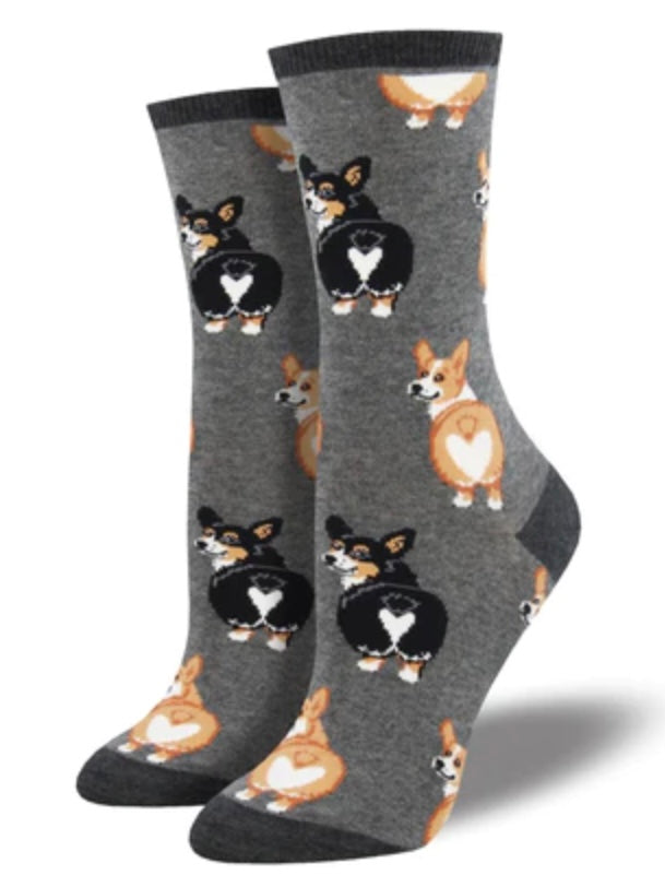 Women’s Corgi Butt Socks Charcoal Heather