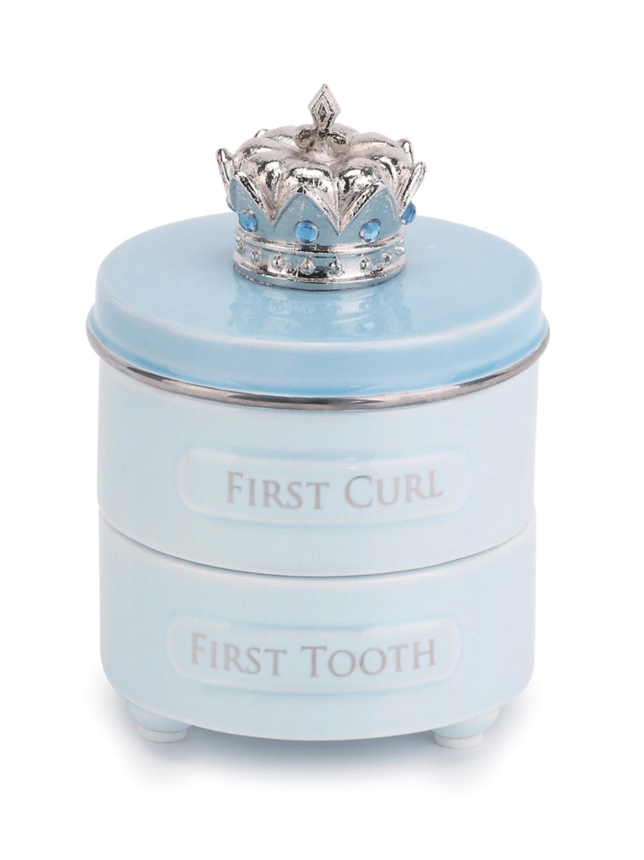 Blue First Tooth & Curl Keepsake Box