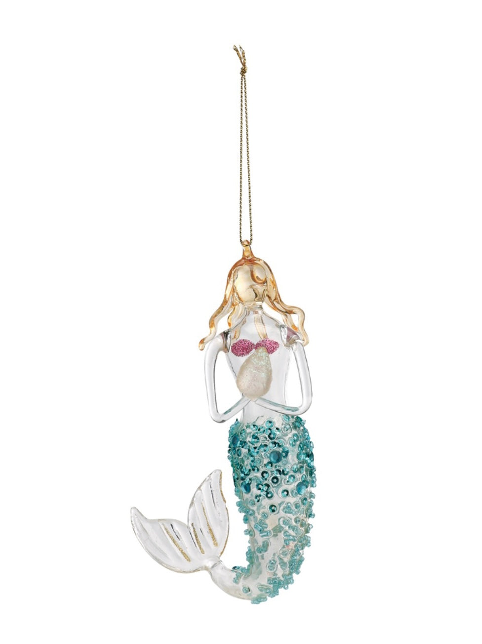 Glass Mermaid Ornament - Blue