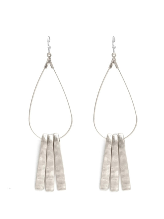 Tripe Bar Earrings - Silver