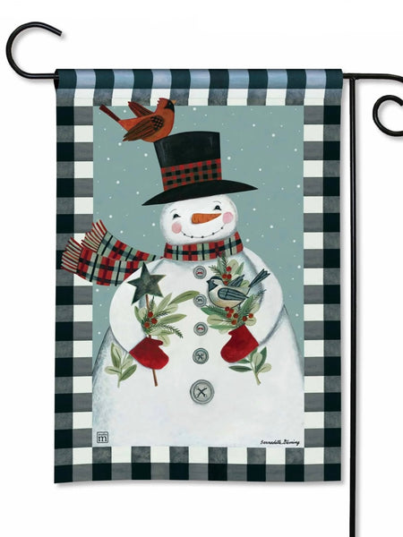 Holly Snowman Garden Flag (Flag Stand Sold Separately)