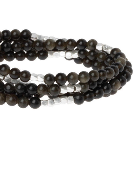 Obsidian - Stone of Reflection Wrap Bracelet / Necklace