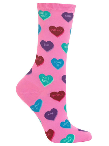 Women’s Heart Candy Crew Socks Light Pink