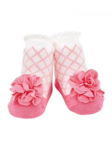 Pink Lattice Flower Socks