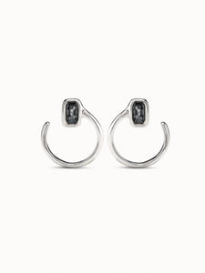Cobra Earrings - Silver with Gray Crystal.