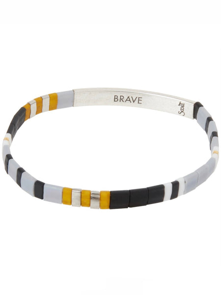 Good Karma Miyuki Bracelet | Brave - Gray/Black/Silver