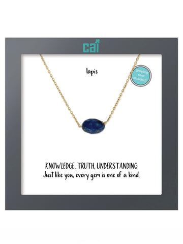 Gold Oval Lapis Necklace