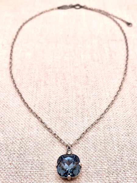 Anne Necklace - Silver with Midnight Blue