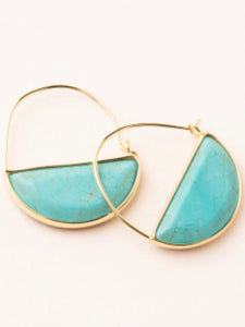 Stone Prism Hoop Earrings - Turquoise/Gold