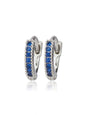 Silver Blue Pave Stone Huggie Earrings