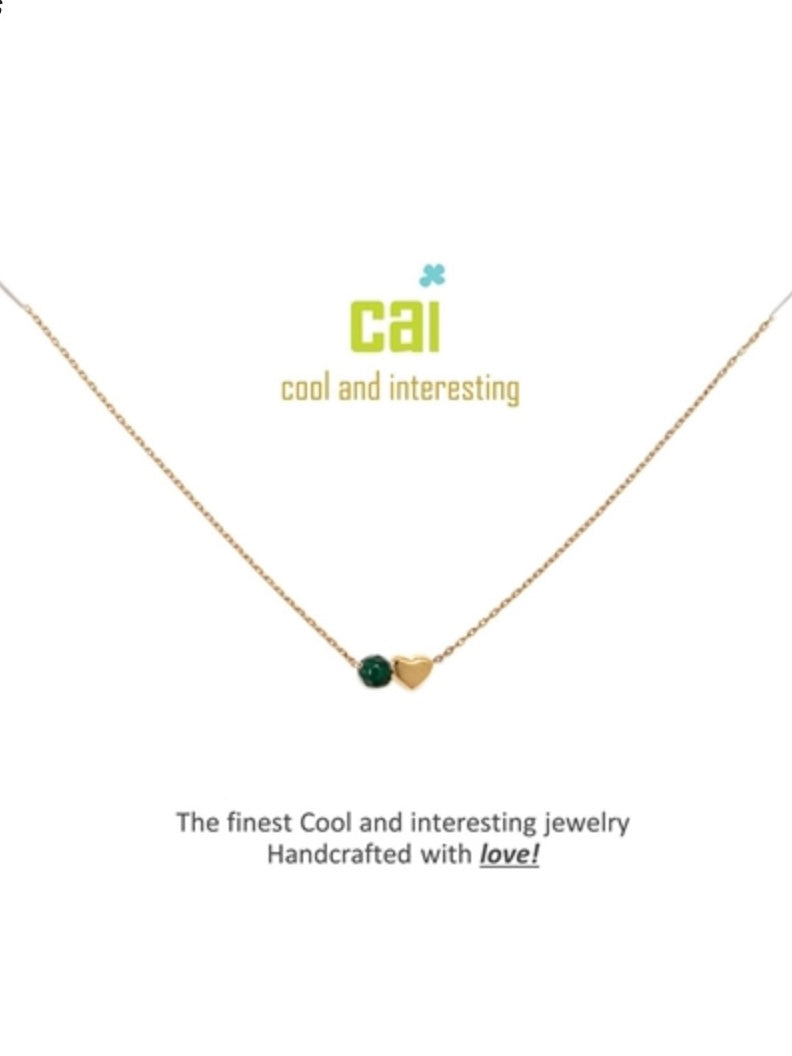 Gold 'Emerald-May' Mini Heart Birthstone Necklace