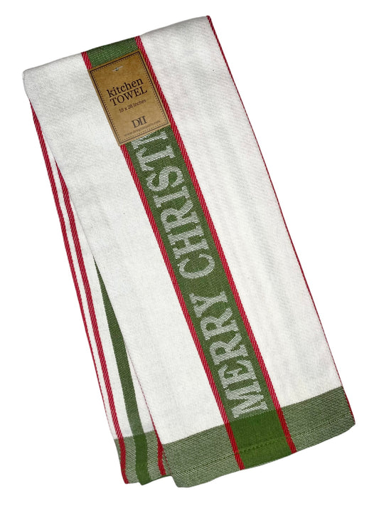 Green Merry Christmas Jacquard Dishtowels