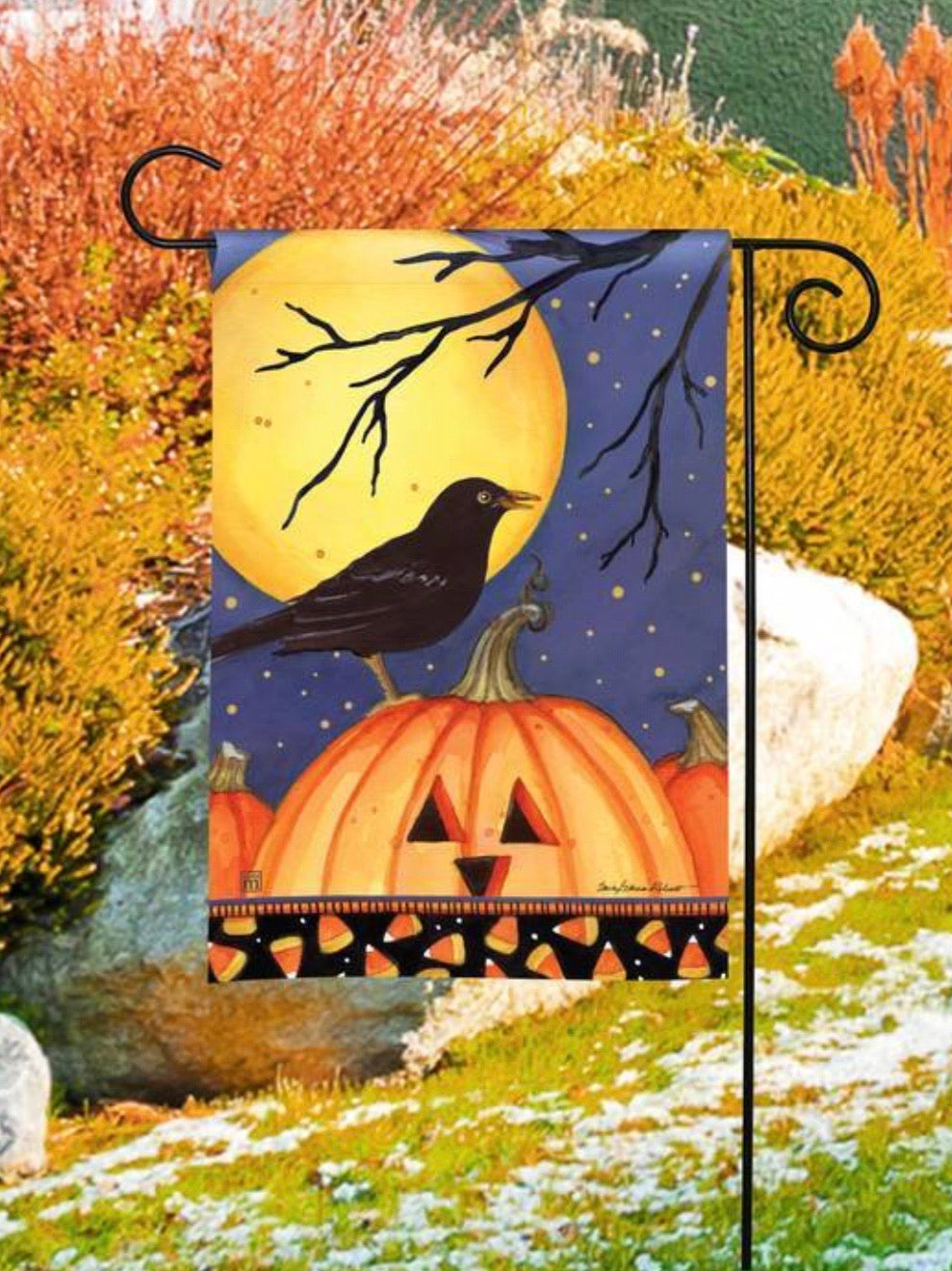 Halloween Crow Garden Flag (Flag Stand Sold Separately)