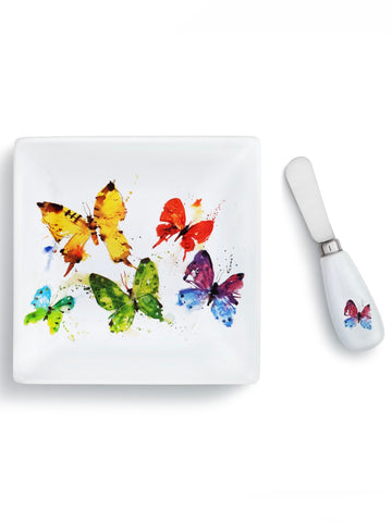 Flock of Butterflies Plate with Spreader Set