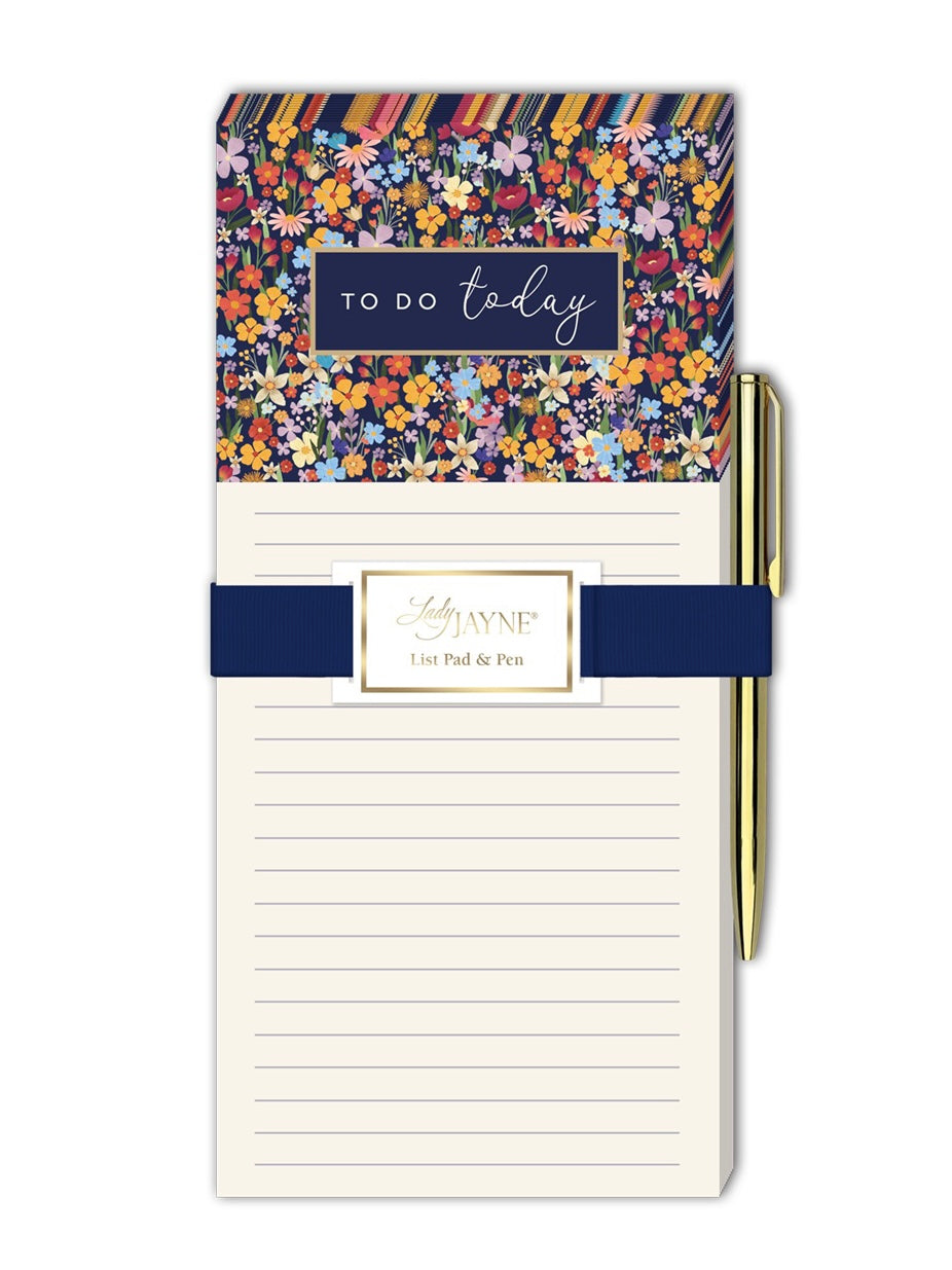 Garden Multi-Floral Magnetic List Pad with Pen