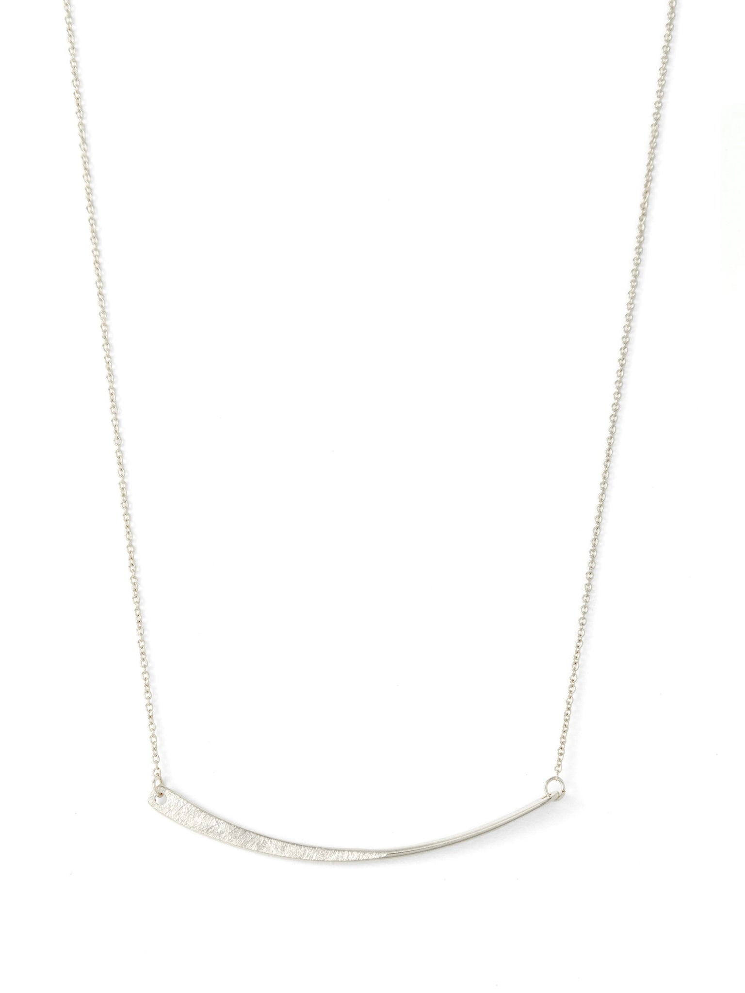 Studio Collection Partial Etched Bar Necklace (Silver)