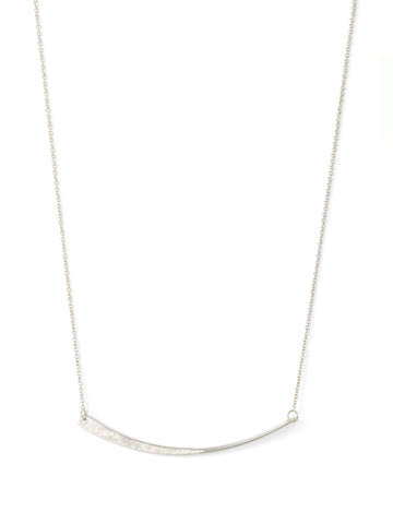 Studio Collection Partial Etched Bar Necklace (Silver)