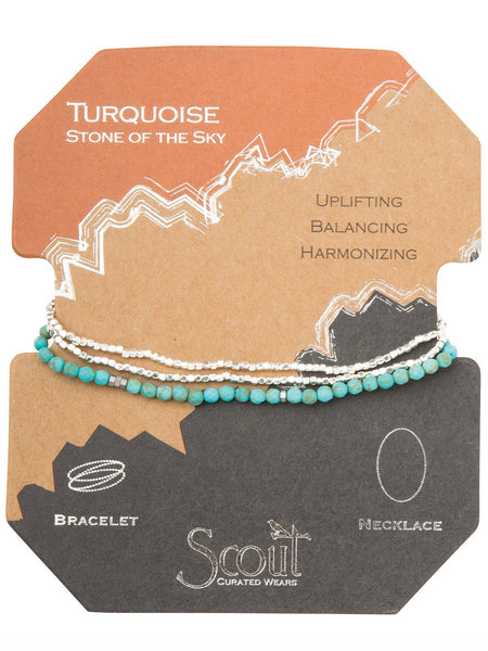 Delicate Stone Turquoise/Silver - Stone of the Sky Wrap Bracelet/Necklace