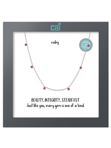 Ruby Celestial Gemstone Silver Necklace