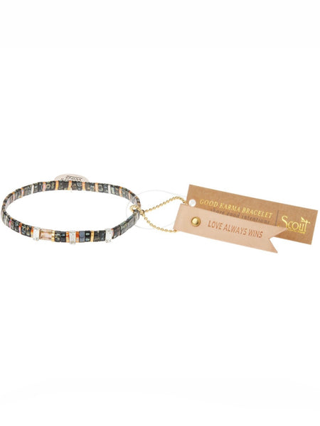 Good Karma Miyuki Charm Bracelet | Love Always Wins - Eclipse/Sparkle/Silver