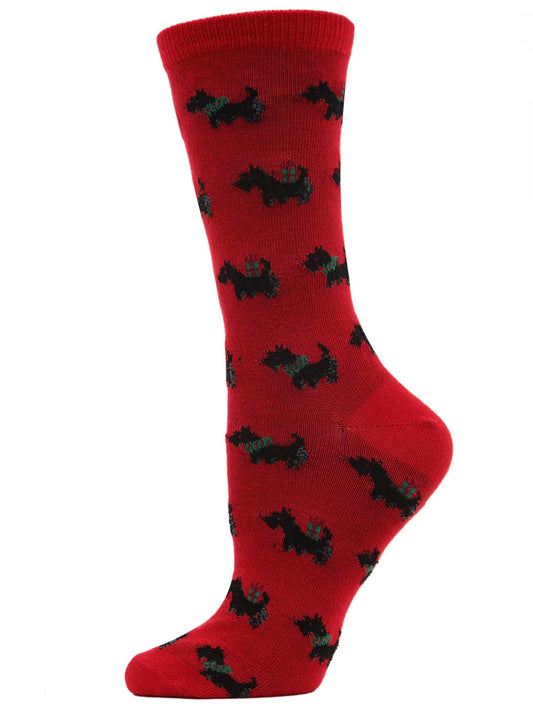 Women’s Holiday Scotties Crew Socks Tango Red