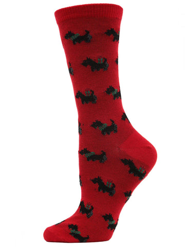 Women’s Holiday Scotties Crew Socks Tango Red