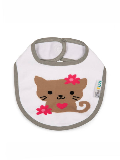 Pink & Gray Kitty Baby Bib