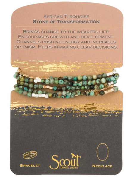 African Turquoise - Stone of Transformation Wrap Bracelet/Necklace
