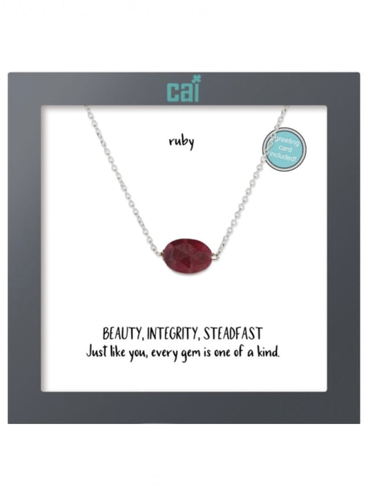 Silver Oval Ruby Necklace