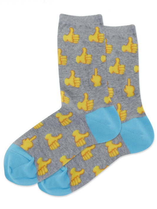 Women’s Thumbs Up Crew Socks Gray Heather