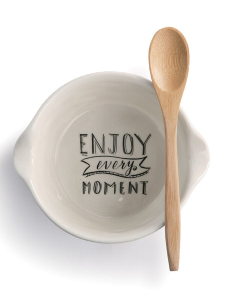 Enjoy Every Moment Appetizer Bowl with Spoon