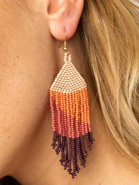 Pink Ombre Fringe Earrings