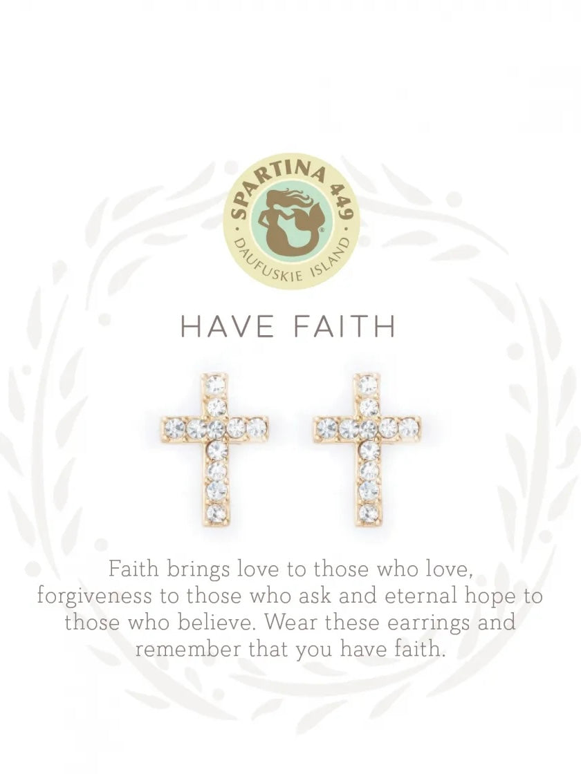 Sea La Vie Have Faith Stud Earrings - Gold