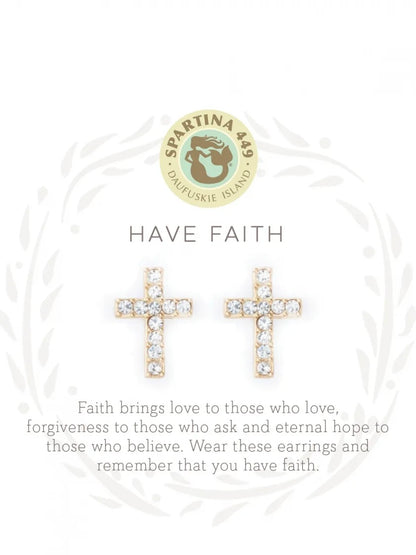 Sea La Vie Have Faith Stud Earrings - Gold