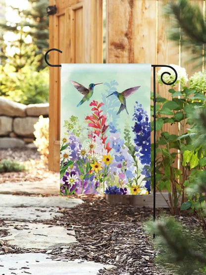 Spring Hummingbirds Garden Flag (Flag Stand Sold Separately)