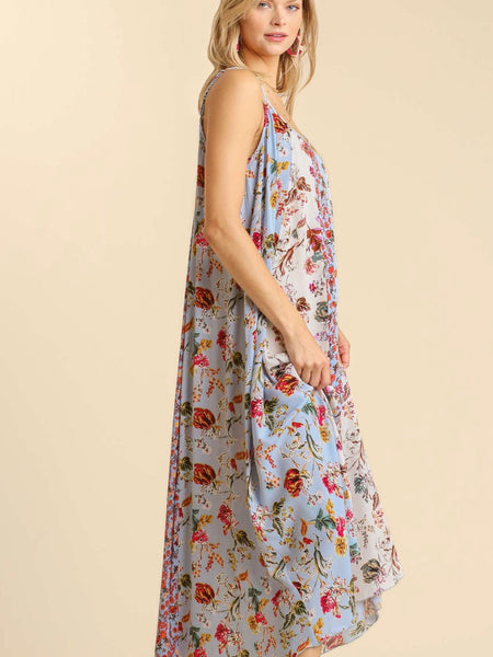 Sydney Floral Print Dress - Sky Mix