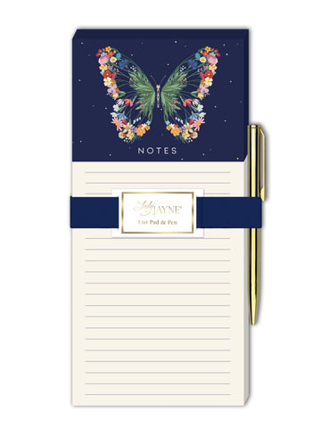 Garden Butterfly Magnetic List Pad with Pen