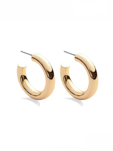 Medium Thick Hoop Earrings - Gold