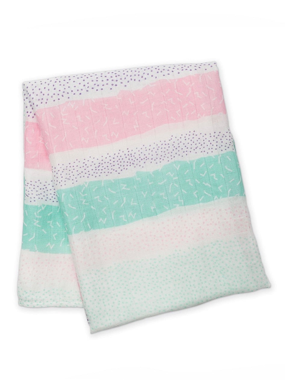 Spotted Pink Stripe Swaddling Blanket