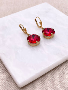 Anne Earrings - Gold with Scarlet