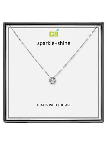 Silver Round Sparkle + Shine Necklace