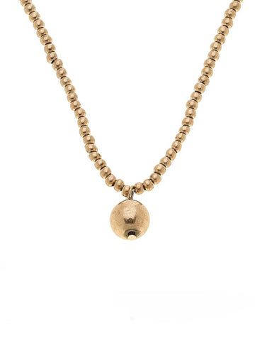 Aria Sphere Necklace in Worn Gold - Sphere