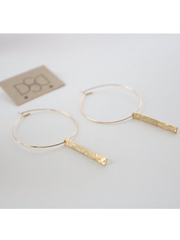 12k Gold Filled Rectangle Pendant Hoop Earrings